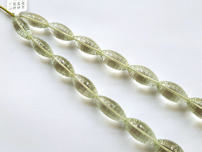 Natural Green Amethyst Olive Shape AAA Concave Cut Beads