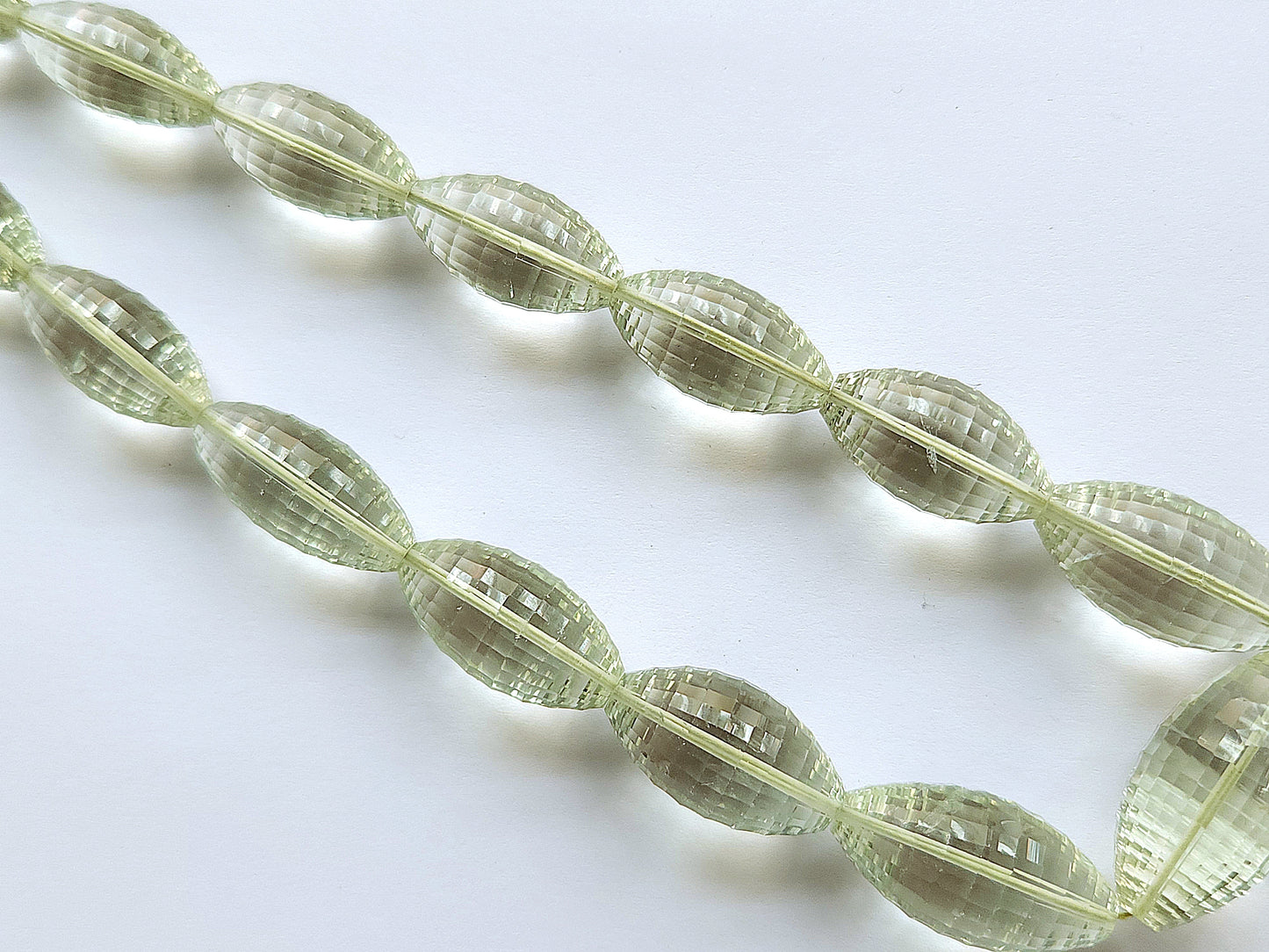 Natural Green Amethyst Olive Shape AAA Concave Cut Beads