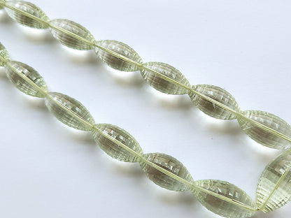 Natural Green Amethyst Olive Shape AAA Concave Cut Beads