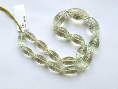 Natural Green Amethyst Olive Shape AAA Concave Cut Beads