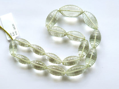 Natural Green Amethyst Olive Shape AAA Concave Cut Beads
