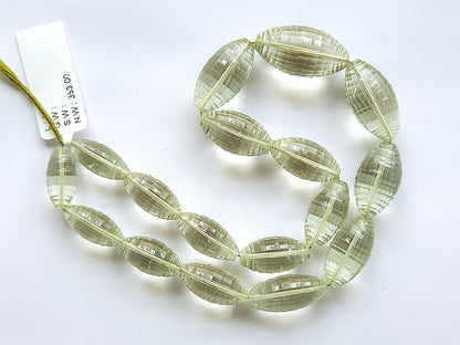 Natural Green Amethyst Olive Shape AAA Concave Cut Beads