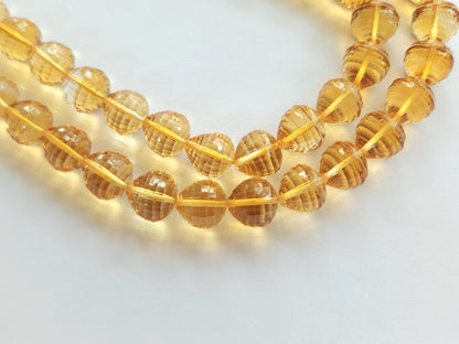 Natural Citrine Onion Shape Concave Cut Beads