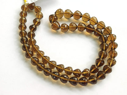 Natural Cognac Quartz Onion Shape Concave Cut Beads