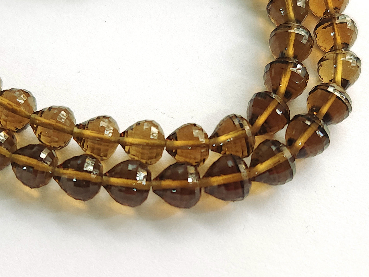 Natural Cognac Quartz Onion Shape Concave Cut Beads