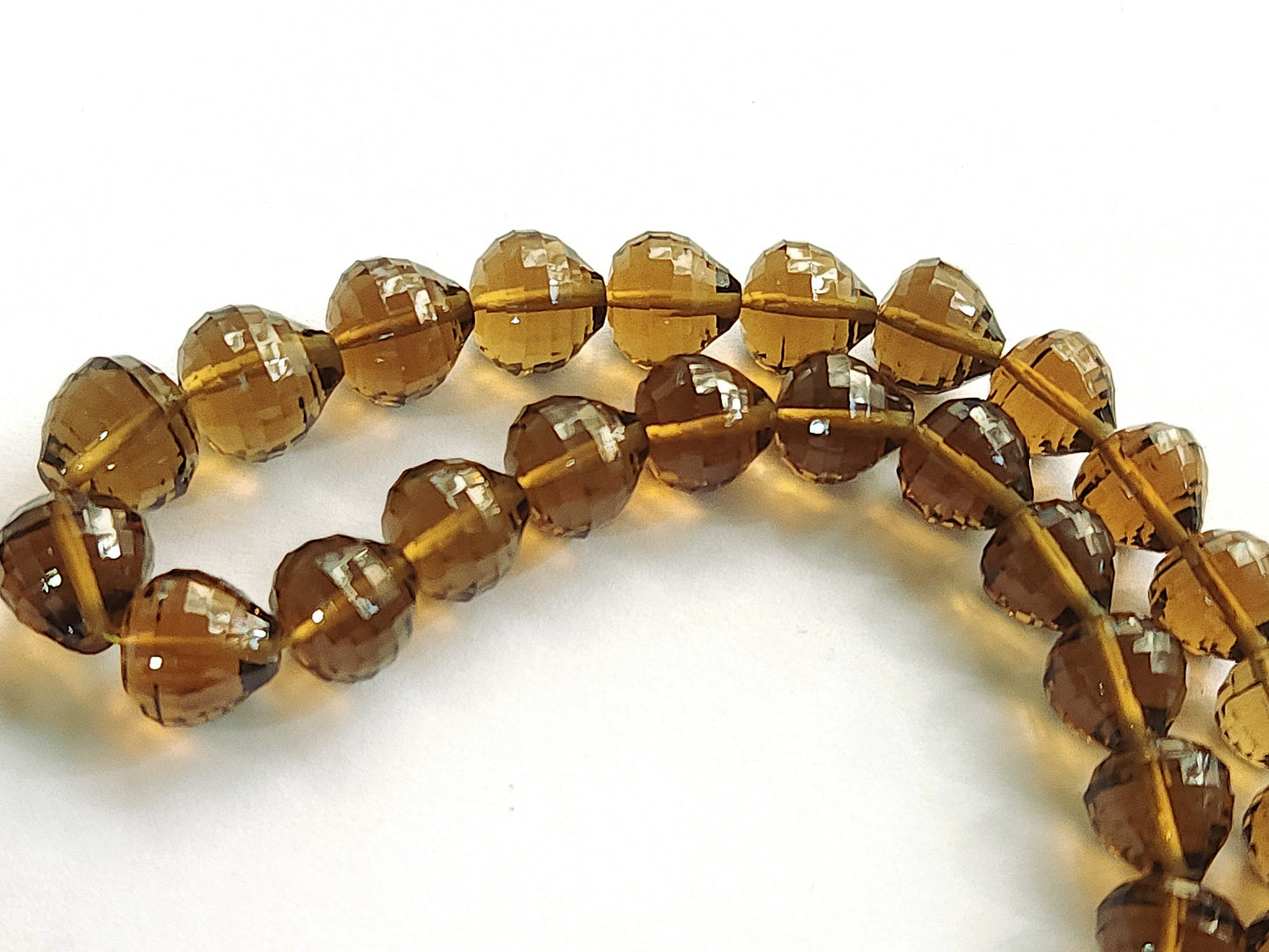 Natural Cognac Quartz Onion Shape Concave Cut Beads