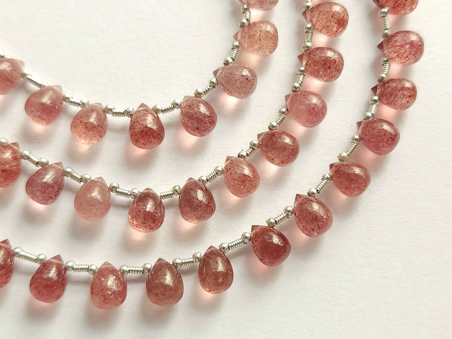 Natural Pink Strawberry Quartz Smooth Drops
