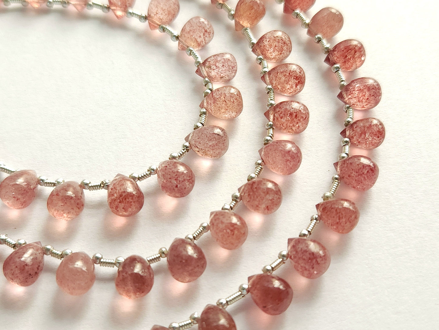 Natural Pink Strawberry Quartz Smooth Drops