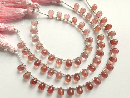 Natural Pink Strawberry Quartz Smooth Drops