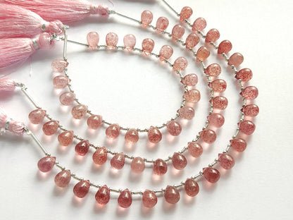 Natural Pink Strawberry Quartz Smooth Drops