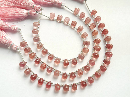 Natural Pink Strawberry Quartz Smooth Drops