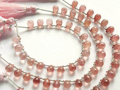 Natural Pink Strawberry Quartz Smooth Drops