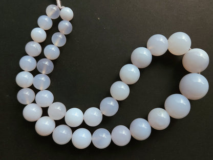 Natural Blue Chalcedony Smooth Sphere/Round Shape Beads