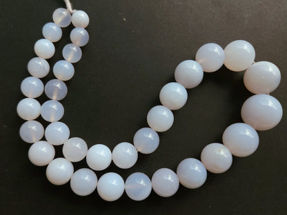 Natural Blue Chalcedony Smooth Sphere/Round Shape Beads