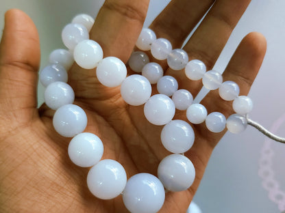 Natural Blue Chalcedony Smooth Sphere/Round Shape Beads