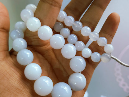 Natural Blue Chalcedony Smooth Sphere/Round Shape Beads