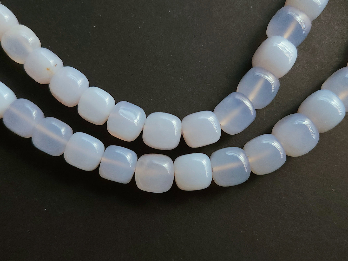 Natural Blue Chalcedony Smooth Cube Shape Beads