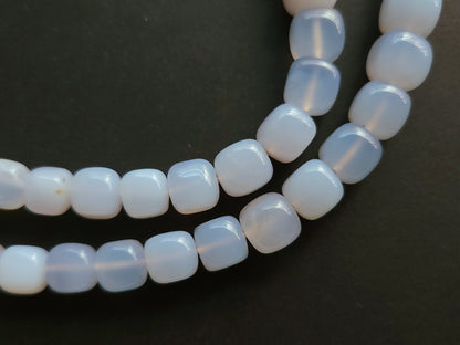 Natural Blue Chalcedony Smooth Cube Shape Beads