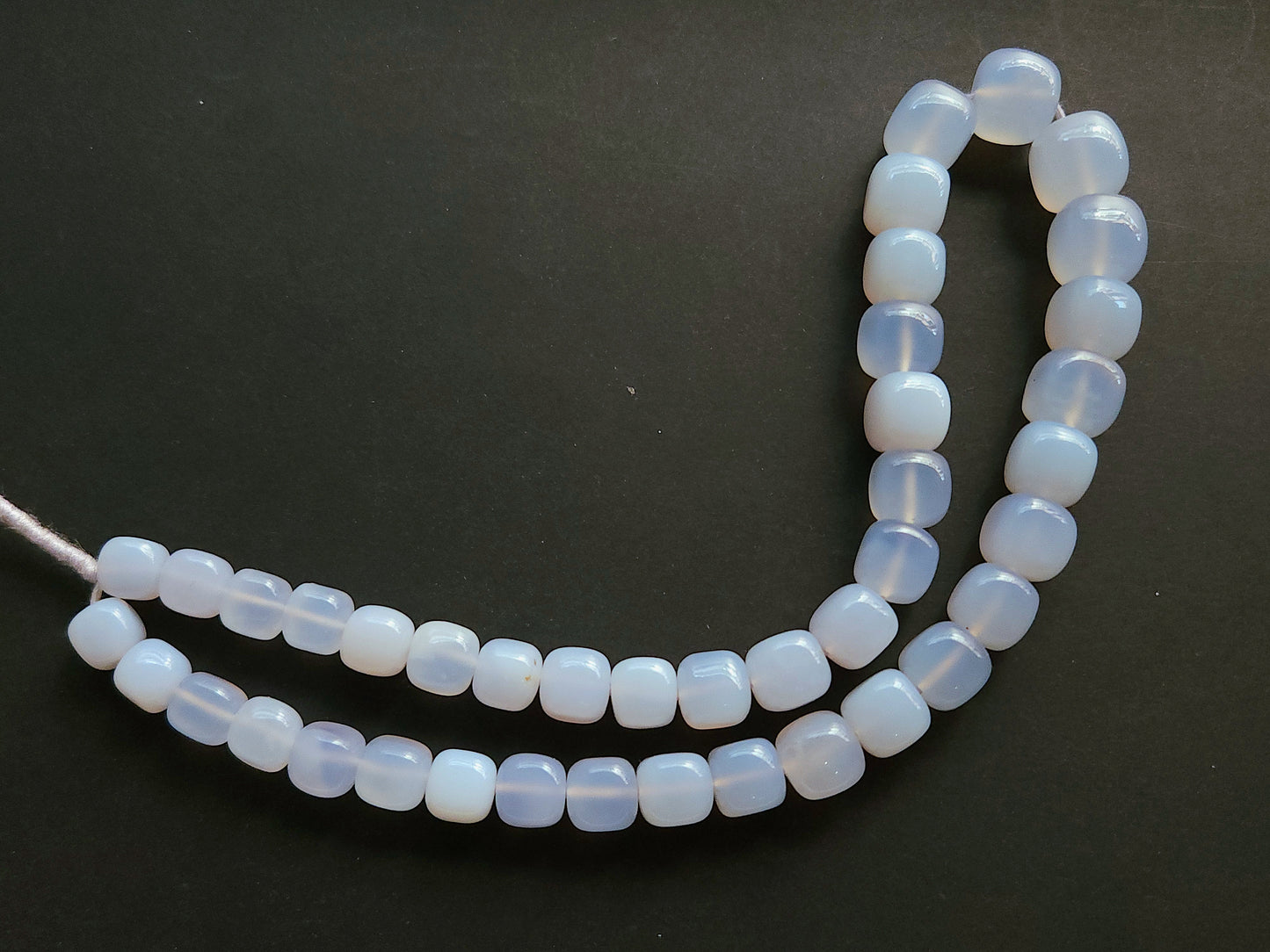 Natural Blue Chalcedony Smooth Cube Shape Beads