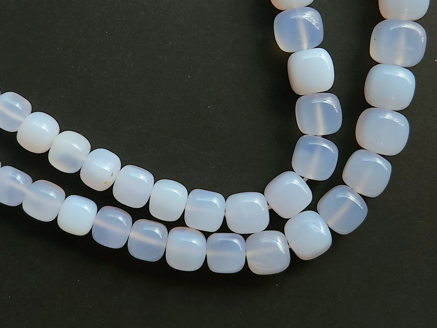 Natural Blue Chalcedony Smooth Cube Shape Beads