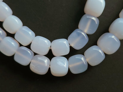 Natural Blue Chalcedony Smooth Cube Shape Beads
