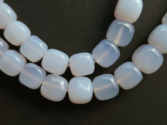 Natural Blue Chalcedony Smooth Cube/Box Shape Beads