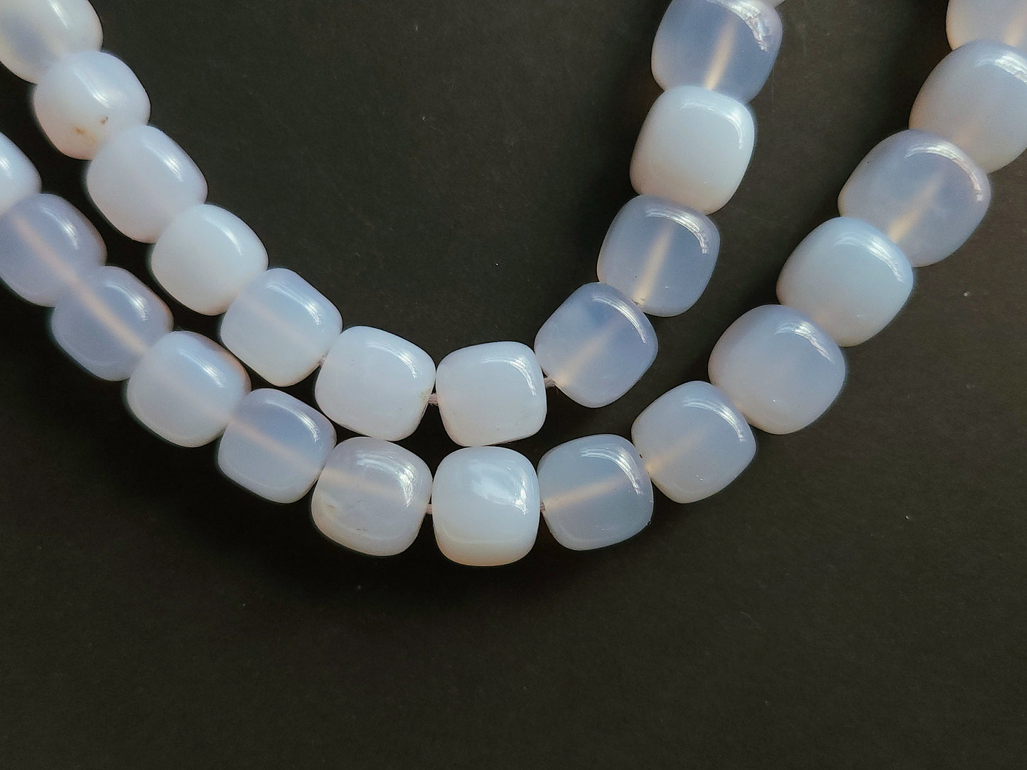 Natural Blue Chalcedony Smooth Cube Shape Beads