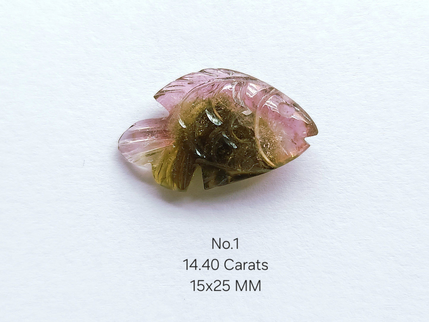 Natural Bi-Tourmaline Hand-Carved Fishes