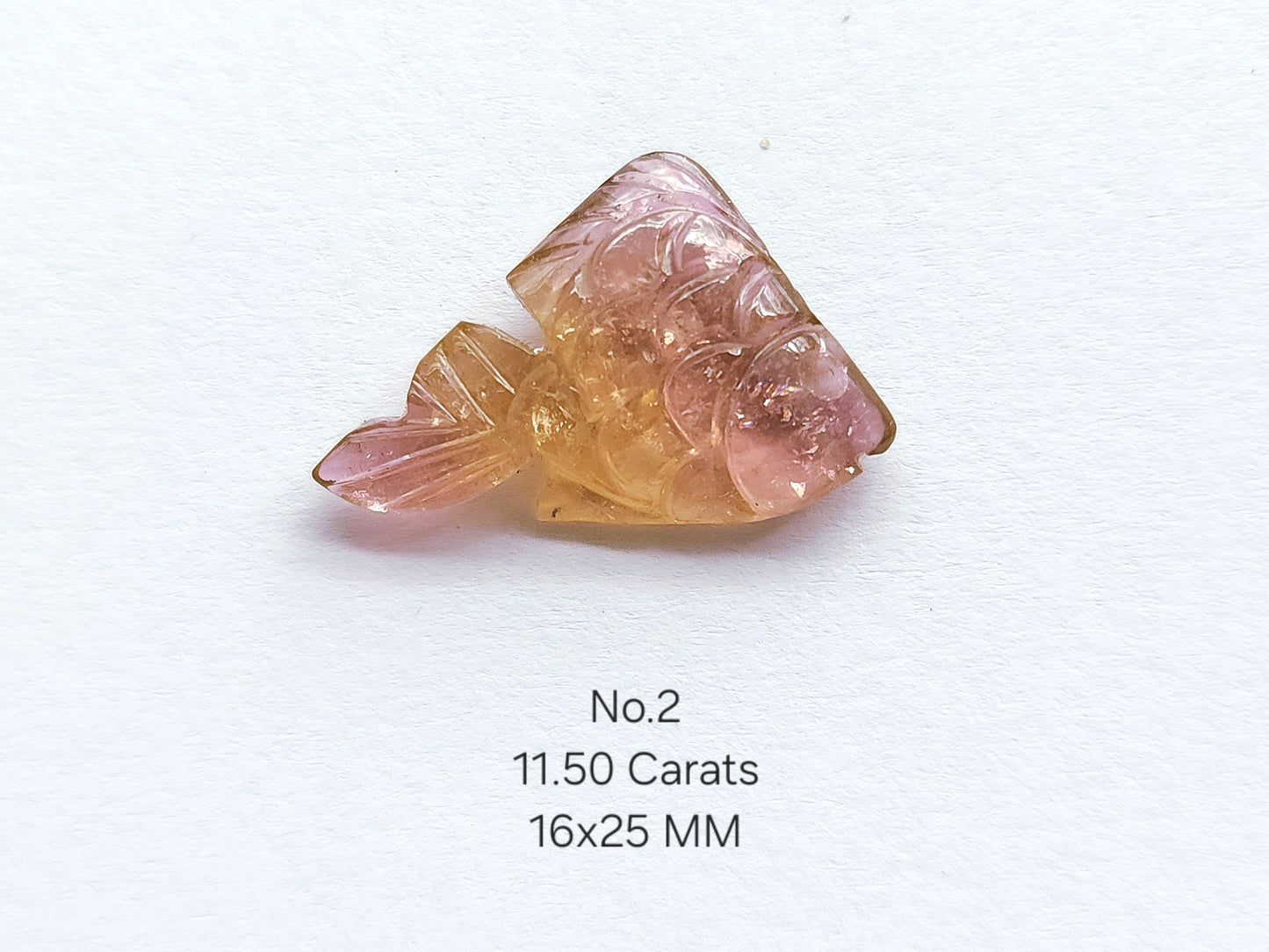 Natural Bi-Tourmaline Hand-Carved Fishes