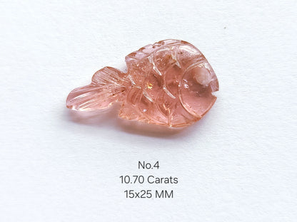 Natural Bi-Tourmaline Hand-Carved Fishes