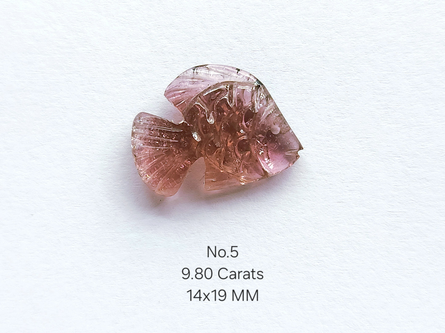 Natural Bi-Tourmaline Hand-Carved Fishes