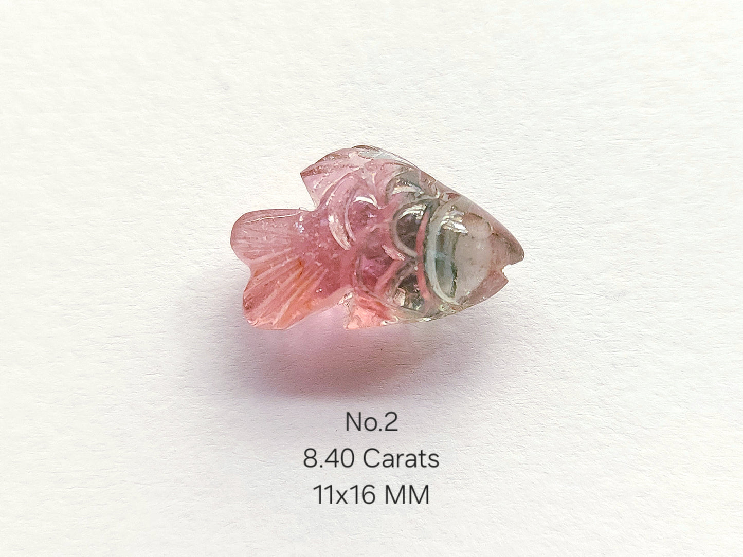 Natural Bi-Tourmaline Hand-Carved Fishes