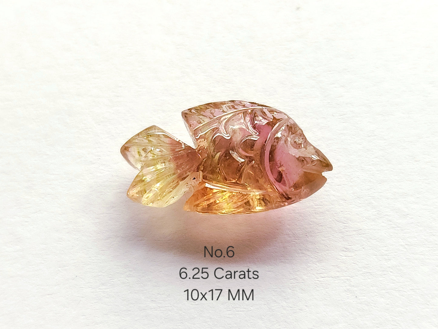 Natural Bi-Tourmaline Hand-Carved Fishes