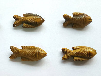 Natural Tiger's Eye Gemstone Hand-Carved Fishes