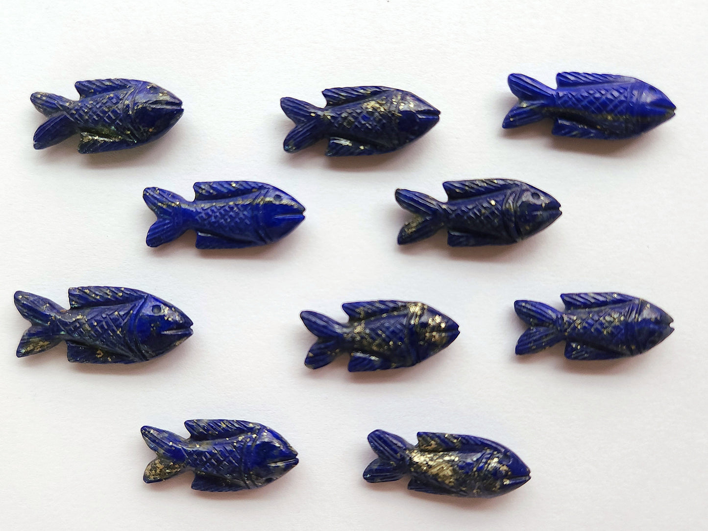 Natural Lapis Lazuli Gemstone Hand-Carved Fishes