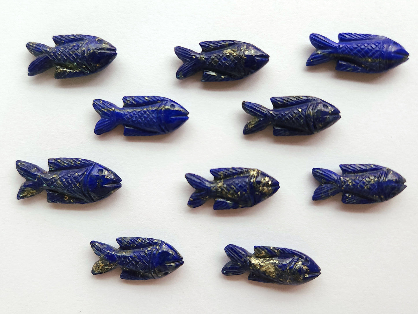 Natural Lapis Lazuli Gemstone Hand-Carved Fishes