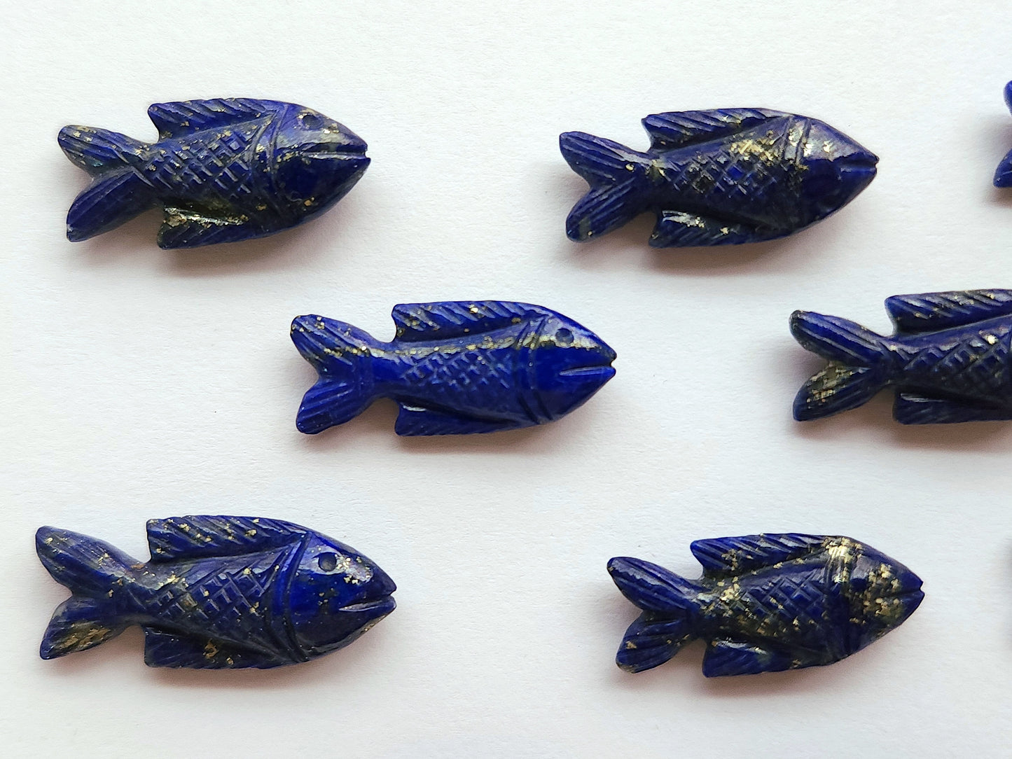 Natural Lapis Lazuli Gemstone Hand-Carved Fishes