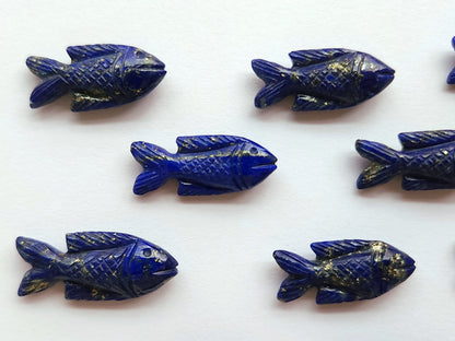 Natural Lapis Lazuli Gemstone Hand-Carved Fishes