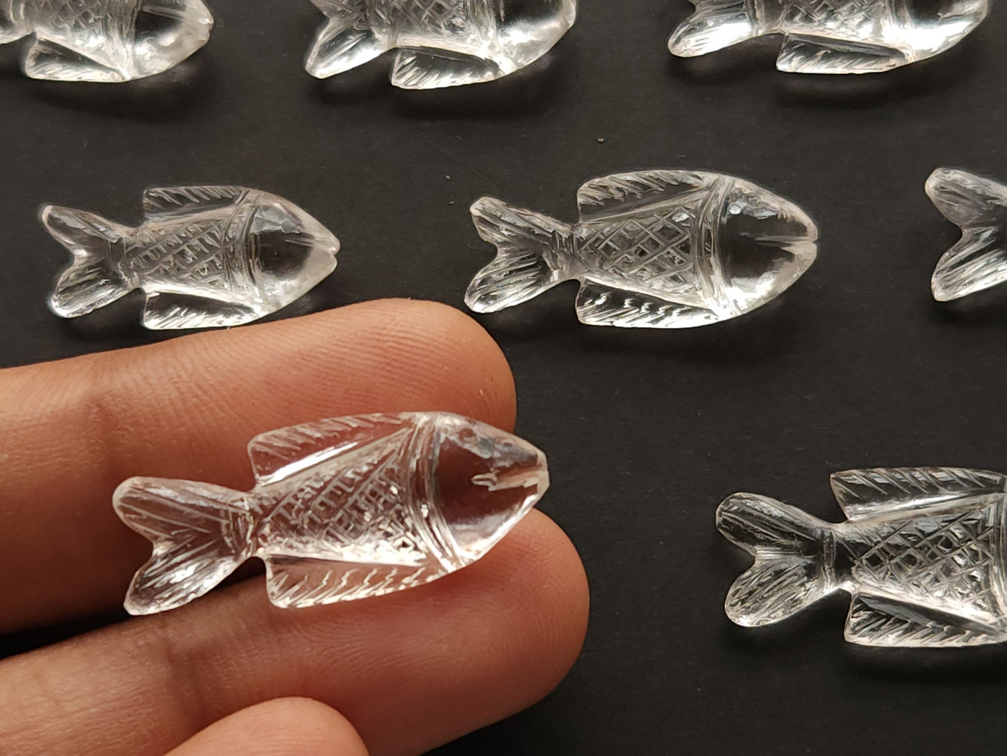 Natural Crystal Gemstone Quartz Hand-Carved Fishes