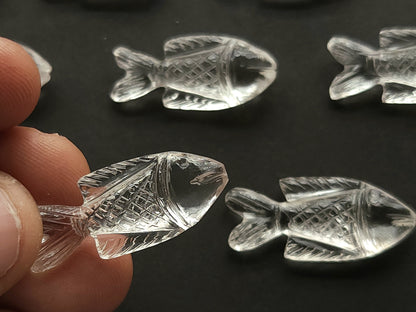 Natural Crystal Gemstone Quartz Hand-Carved Fishes