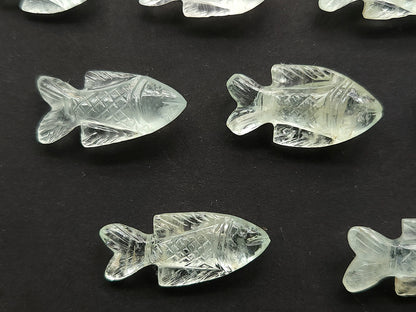 Natural Aquamarine Gemstone Hand-Carved Fishes