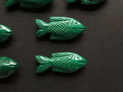 Natural Malachite Gemstone Hand-Carved Fishes