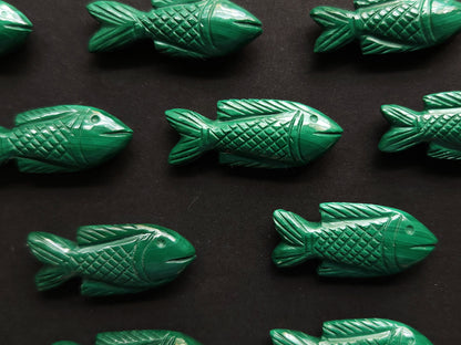 Natural Malachite Gemstone Hand-Carved Fishes