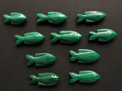 Natural Malachite Gemstone Hand-Carved Fishes