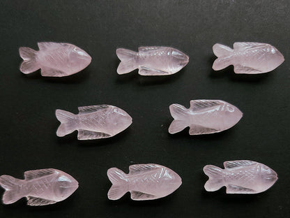 Natural Rose Quartz Gemstone Hand-Carved Fishes