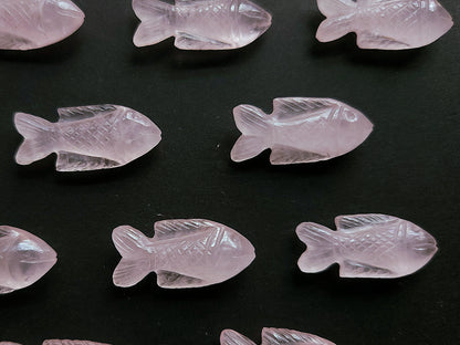 Natural Rose Quartz Gemstone Hand-Carved Fishes