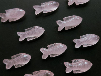 Natural Rose Quartz Gemstone Hand-Carved Fishes