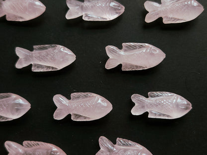 Natural Rose Quartz Gemstone Hand-Carved Fishes
