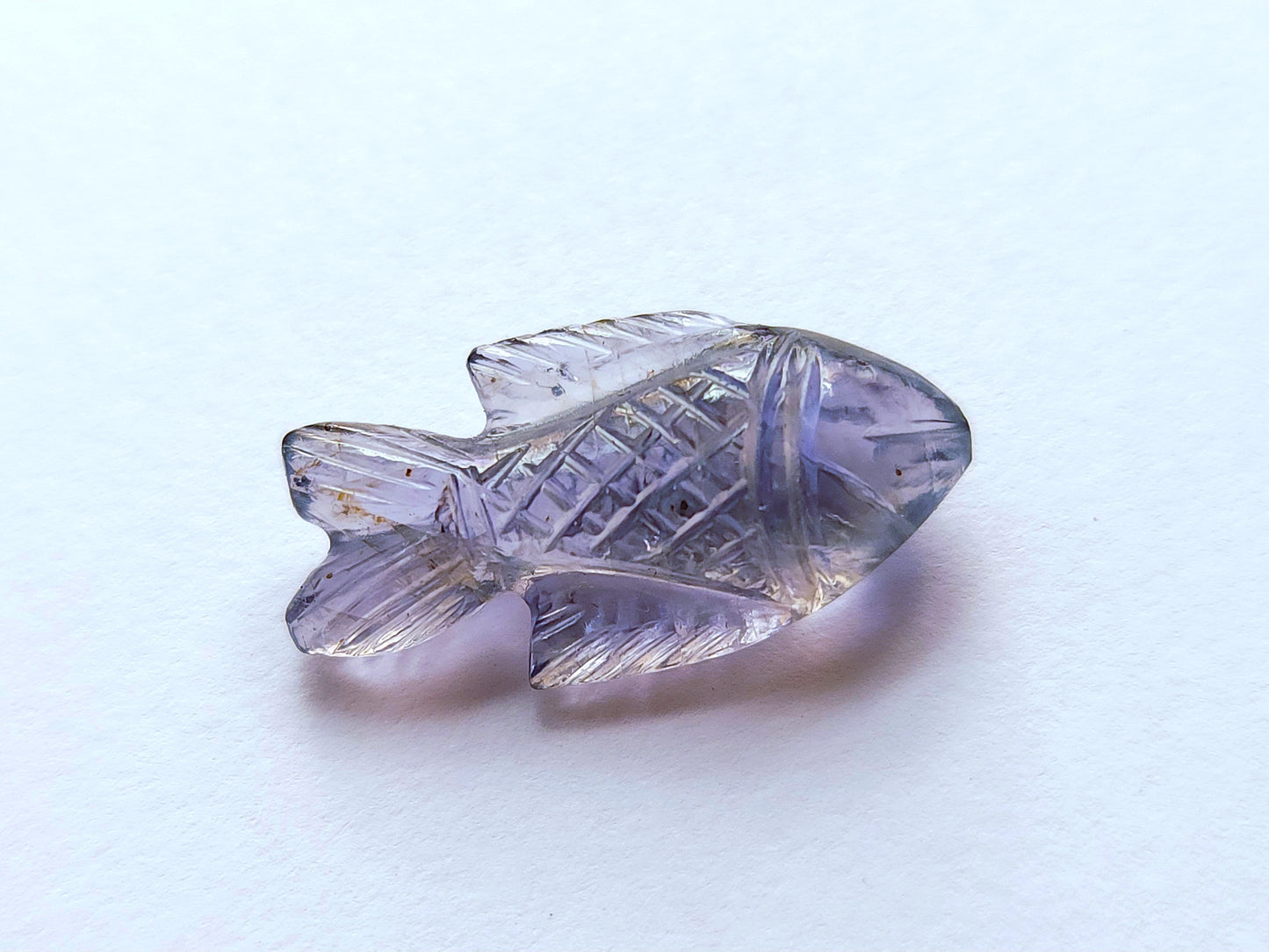 Natural Iolite Gemstone Hand-Carved Fishes