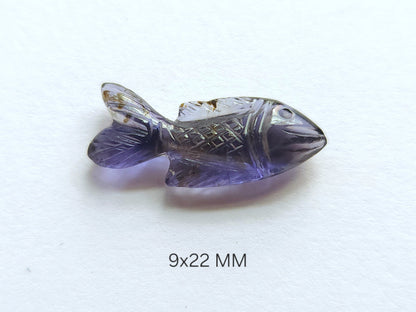Natural Iolite Gemstone Hand-Carved Fishes